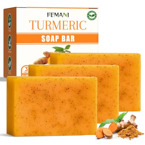 femani 3 PCS Turmeric Soap Bar for Face and Body,