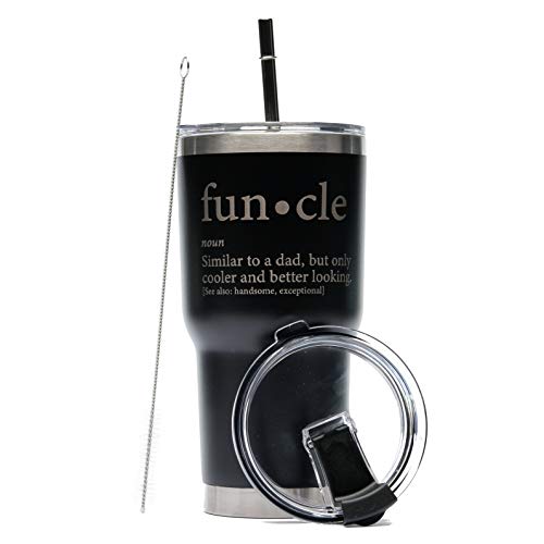 Funcle Uncle Gift Idea Novelty Graphic Humor Sarcastic Cool Very Funny 30 oz SS Tumbler Black Powder Coated Laser Engraved
