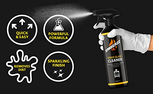 Emberzz - Stove Glass Cleaner - Dissolves Soot, Grease and Tar- Crystal Clear Glass - For Wood Log Burner - 500ml - Image 4
