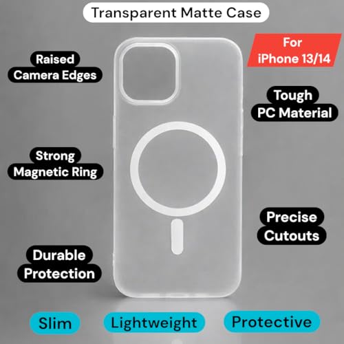 Frosted Transparent Back Cover for iPhone 13/14 | Compatible with Magsafe | Dual Camera Protection | Lightweight & Thin Case for iPhone 13/14 | Frosted Matte Finish Transparent Back Case | - Image 5