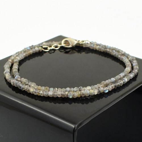 60 Cts Natural Single Strand Labradorite Faceted Beads Womens Necklace CHIK_NECKLACE-45938