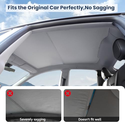 Image of for Tesla Model Y Roof Sunshade - Custom Glass Roof Heat & UV Protection Sun Shade for Model Y Juniper 2025-2026, Reflective Nano Insulation Cover, Easy Install & Foldable