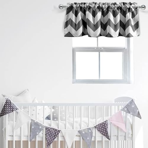 Melodieux Curtain Valances Privacy Decorative Short Window Valance Curtains For Kitchen Windows/Living Room/Bedroom/Rod Pocket Short Curtains, 52" W X 18" L, Grey #TOP2