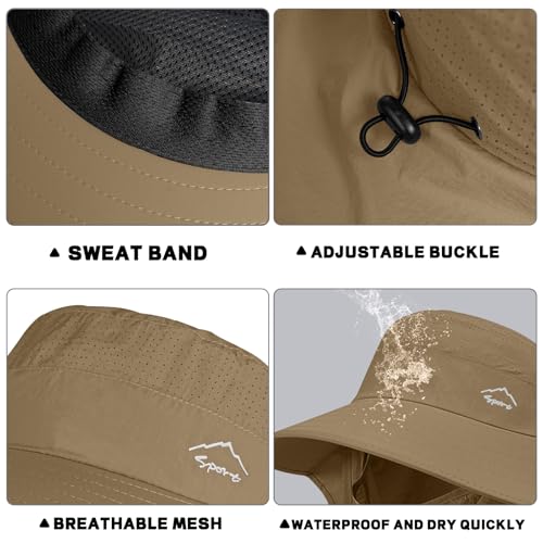 Image of Rosoz Sun Hat for Men Women with Neck Flap,Wide Brim UPF50+ Fishing Hat with Detachable Face Cover Outdoor Sun Protection Hat