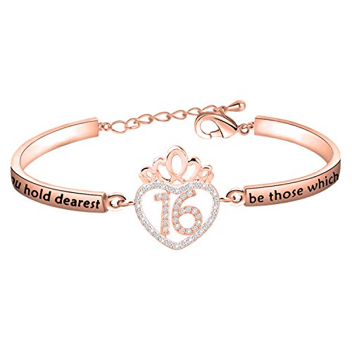 Image of FEELMEM Birthday Gifts Bracelet 12th 13th 16th 18th 30th 40th Crown Queen Charm Bracelet Birthday Gift for Daughter Niece