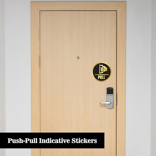 Image of Rousrie Push and Pull Stickers for Glass Doors (Size: 6 Inch) for Office, Stores, Cafe, Hotel, Restaurant, Business & Shop, Self-Adhesive, Acrylic Signage (Design 1)