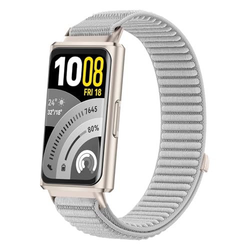 SinMutisme Nylon Braided Band Compatible with Huawei Band 11/Band 11 Pro Bands, Breathable Replacement Strap Watch Straps Aramband (Ash Gray)