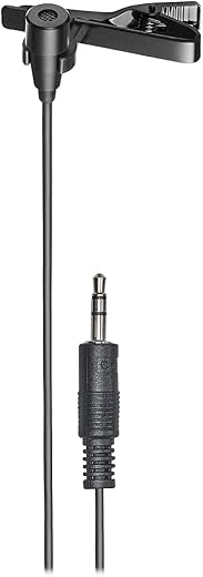 Audio-Technica ATR3350xiS Omnidirectional Condenser Clip-On Microphone for Smartphones,Black