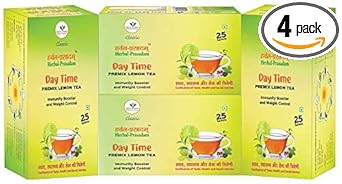 Herbal Prasadam Green Tea Powder(Premix Lemon) Pack Of 4, 100 Sachets, 250 Grams - image, photos