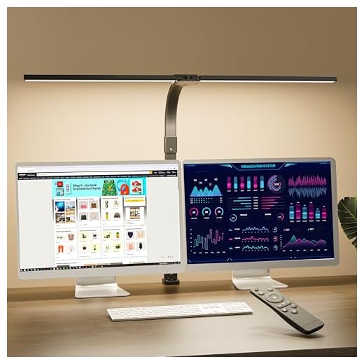 SICCOO LED Double Head Desk Lamp,24W Brightest Architect Double Swing-arm Table Lamps,5 Adjustable Brightness Color Temperature ，for Workbench/Monitor/Home/Reading/Offices/Bedrooms/Dormitories
