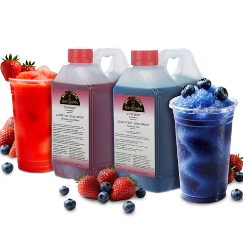 Bacchus Brew 2×2L (1:5) Slush Syrup for Ninja Slushie & Slush Puppy Machine Slushy Syrup Pack for Slush Maker Slushie Syrup for Slushie Cup Strawberry & Blue Raspberry Syrup
