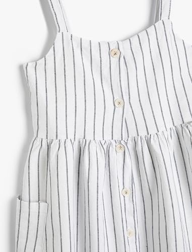 Vestido para niñas de lino Koton con botones y prácticos bolsillos 3