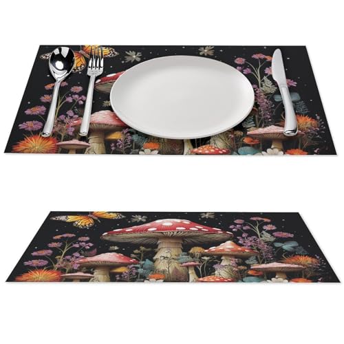 Set de table lavable en PVC noir décoration de table repas lot de 4 - 2