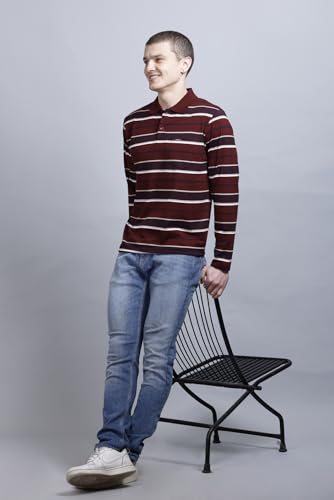 Image of Full Sleeve Polo T Shirt for Men Cotton with Pocket and Collar - Regular Fit Tshirt