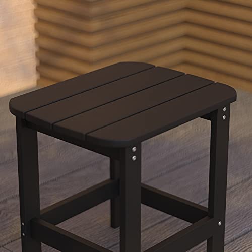 Merrick Lane Riviera Poly Resin Indoor/Outdoor All-Weather Adirondack Side Table In Black #TOP2