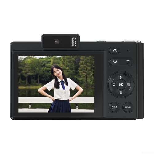 48MP Digitalkamera, 4K HD Video Foto, Autofokus Student Kamera für Fotografie, 2,8 Zoll 480X640 Display, mit schwachem Licht Blitz(Schwarz)