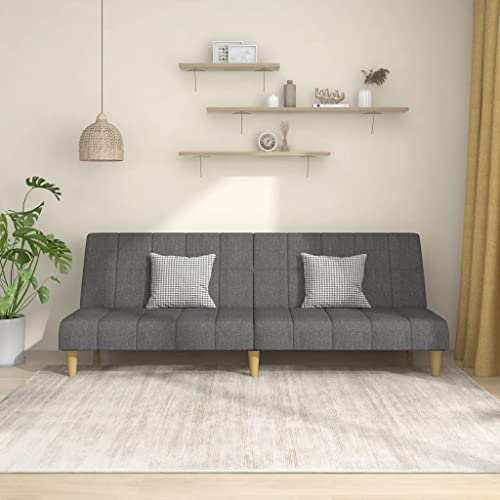 vidaXL-Sofa-Cama-de-2-Plazas-Invitado-Pijamada-Plegable-Salon-Sala-de-Estar-Acolchada-Dormitorio-Habitacion-Muebles-Mobiliario-Tela-Gris-Claro