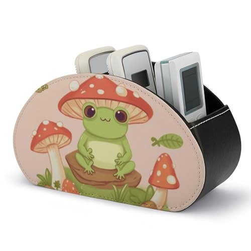 Support de télécommande en cuir PU grenouille et champignon design soigné