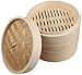 YEstge 3-poziomowy bambusowy kosz na parze chiński organiczny drewniany parownik z pokrywką, do pierogów warzyw, ryb, ryżu, 30 cm - 24 cm