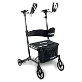 LifeWalker UPWalker EZ Lite Upright Walker for Adults & Seniors – Lightweight Adjustable Upright Rollator with Seat, Hand Brakes & Accessories