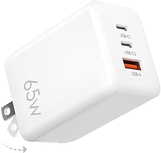 65W USB C Charger Block(GaN PPS Compact Fast Wall Charger)PD Power Adapter Foldable,3-Port Charging Box Brick Cube for MacBook Pro/Air,Pixelbook,iPad Pro,iPhone 14/Pro,Galaxy S23/S22,Note20 etc