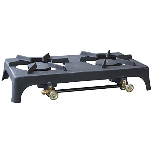 Buffalo Tools Sportsman Series DBCISHD Double Burner Cast Iron Stove, Gray