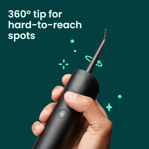 quip Water Flosser with Replacement Tip - Cordless Water Flosser with Adjustable Pressure - Teeth Cleaner Pick with 360 Degree Rotating Replaceable Tip, Rechargeable Water Dental Pick - All-Black