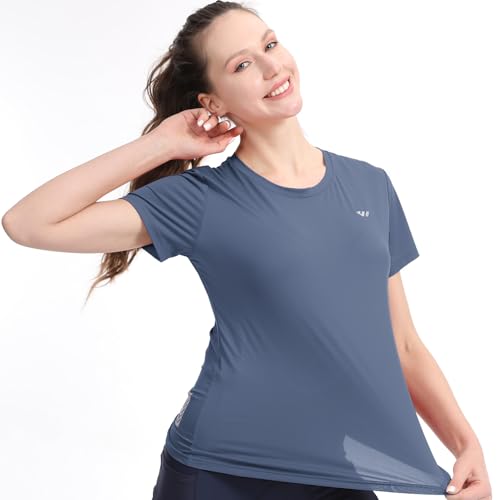 3-5 Pack Workout Shirts Women Running Quick Dry Crew Neck Gym Moisture Wicking T-Shirts Athletic Yoga Tee Top UPF 50+4