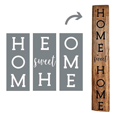 Large Vertical Home Sweet Home Sign Stencils for Painting on Wood and More - Create Beautiful Wood Signs with This Large Home Sweet Home Stencil â€“ Set of 3 Individual Stencils