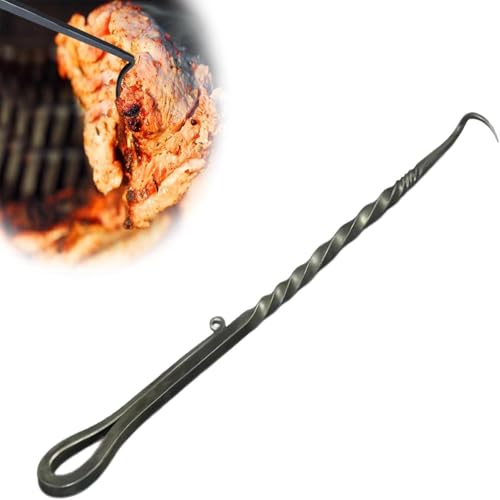 BBQ Food Flipper, Meat Flipper Hook, Meat Flipper Hook, Pigtail Food Flipper, Food Flipper and Meat Hook, Flips Cooking Turners Hooks, For Grilling Smoking Griddle (A)
