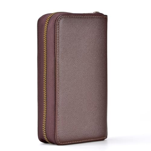 Image of Fountain Pen Leather Pen Case 10 Divided Slots, Rollerball Pen Holder Handmade Display Organizer Zippered Pouch