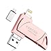 Price comparison product image 32GB Usb Flash Drive for iPhone [4 in 1] USB 3.0,Photo Memory Stick Expansion Compatible for iPhone iPad Android Tablet PC and Devices with Micro OTG/IOS/Type C KANCOO -Rose Gold