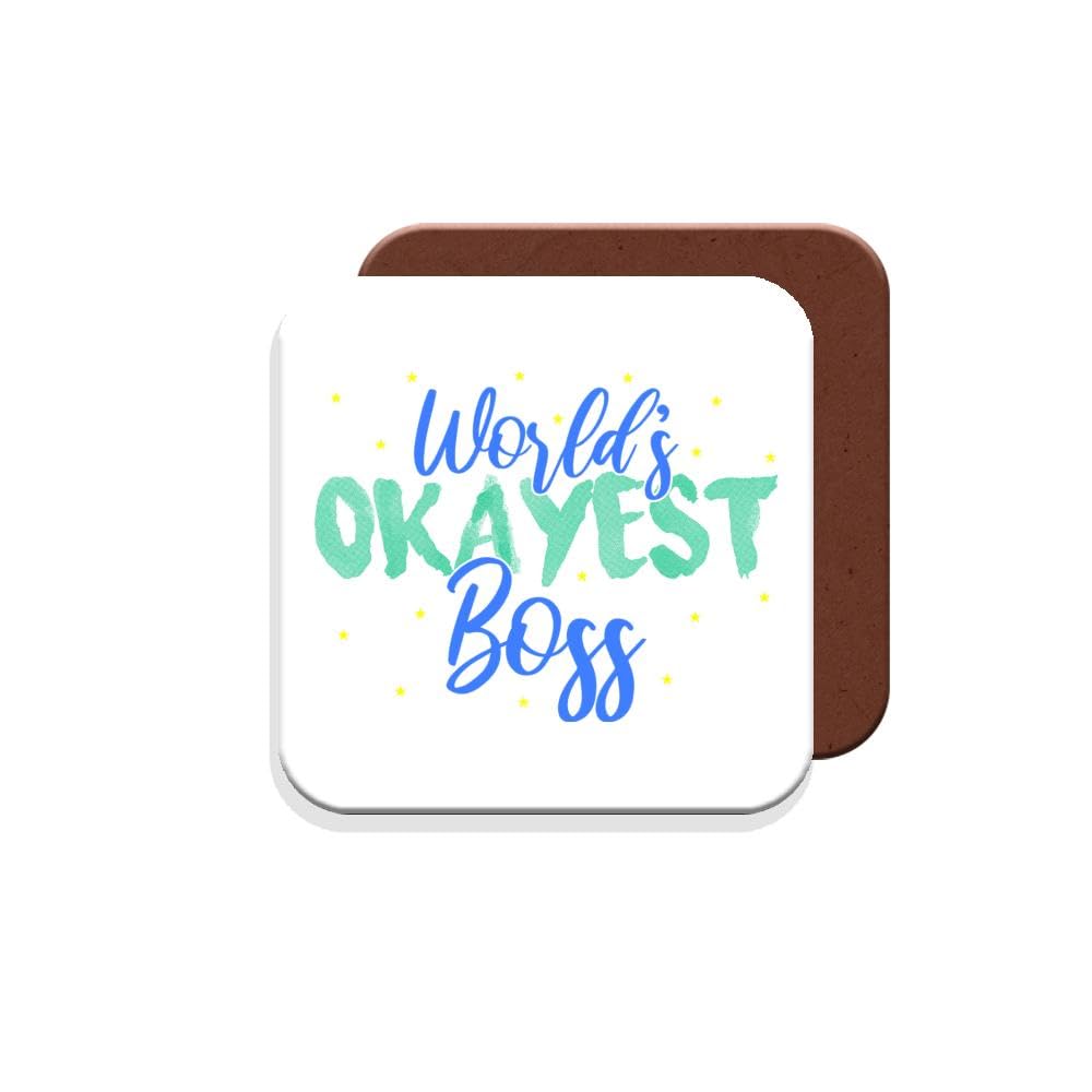 Muggz Coaster Gift For Boss/Manager - Worlds Okayest Boss - Giftset - Made By In The Uk