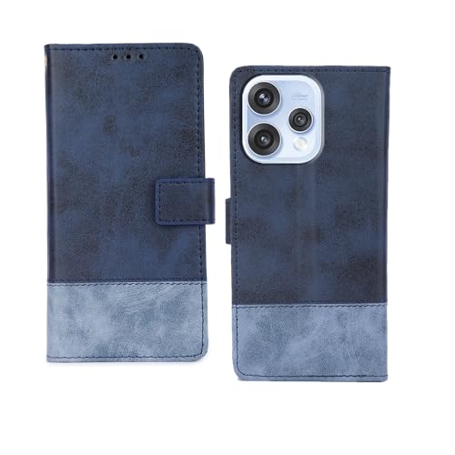 Image of amazon basics Oppo Reno 15 5G Flip Cover | Card Pockets Wallet & Stand | Flip Cover for Oppo Reno 15 5G (Double Blue)