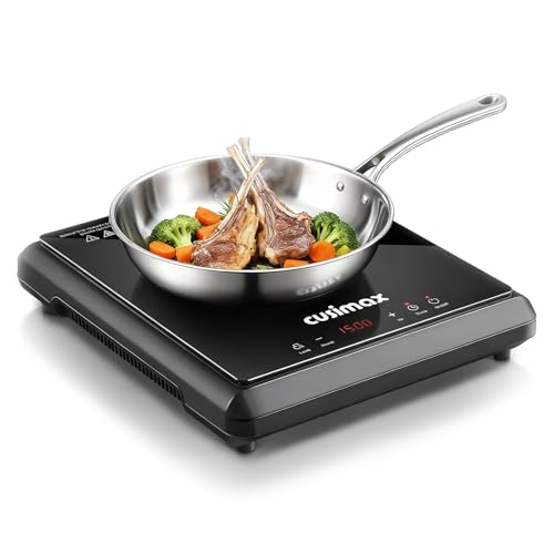 Image of CUSIMAX 1500W Hot Plate, Portable Infrared Electric Stove for Home with 7 Speed,Ceramic Countertop Stove Sensor Touch,Kids Safety Lock and Timer,Compatible for All Cookwares
