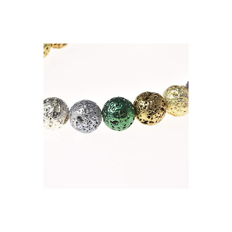 Yuncai Natural Stone Lava Round Loose Beads Semi Gemstone Healing Power Energy Stone for Jewelry Making DIY Necklace Bracelet Making Strand 15.5" (Lava-Color, 6mm,63pcs) - Image 5