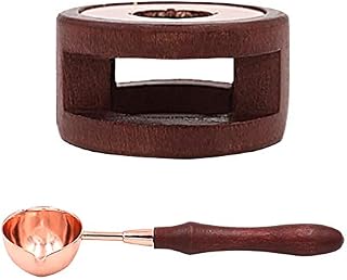 Wax Seal Kit, Wooden Stand Wax Heater Pot and Melting Spoon for Arts Crafts Wax Seal Stamp, Furnace Tool (size:Stove+Spoon)