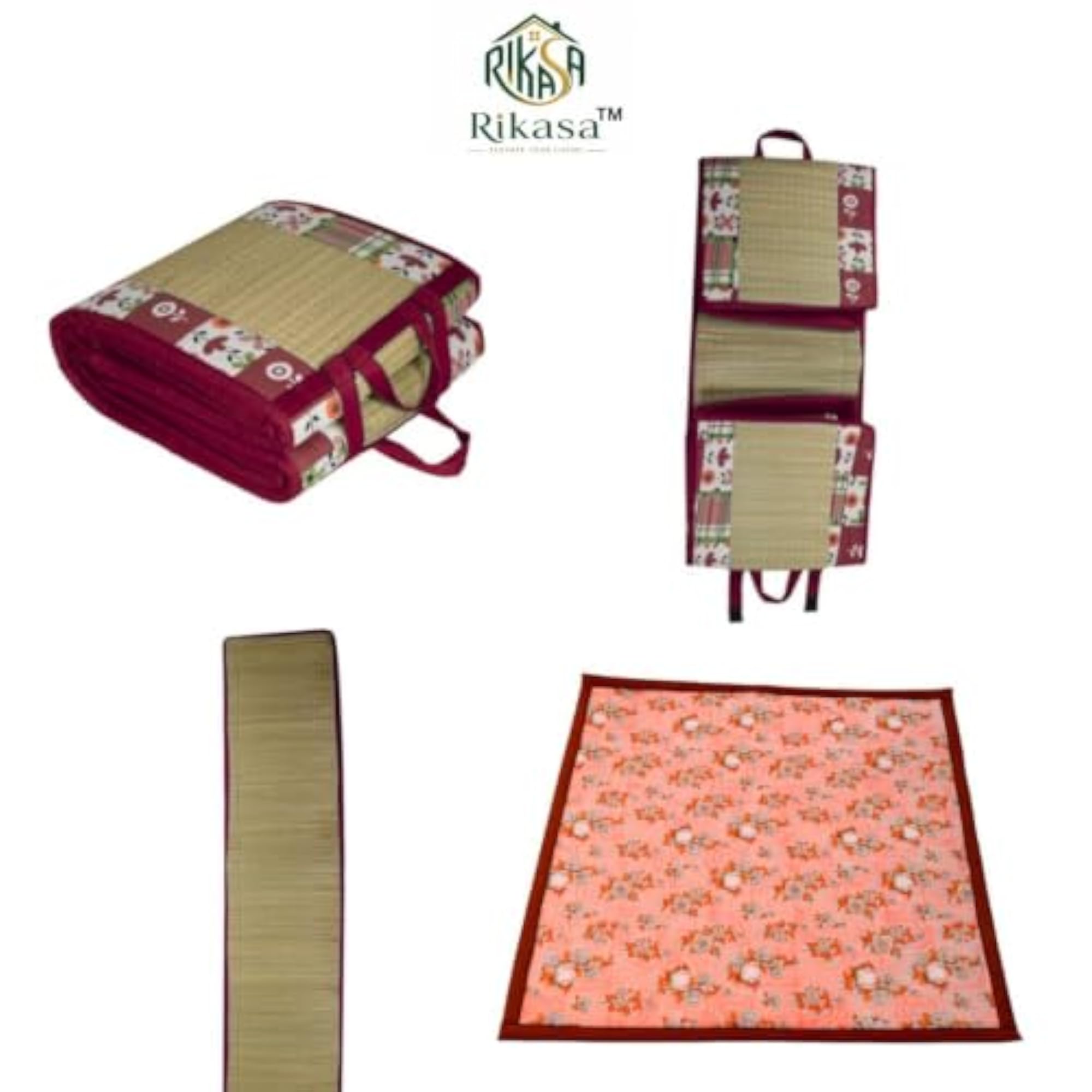 Natural Handwoven Korai Grass Cushion Sleeping Foldable Bed 6x3ft
