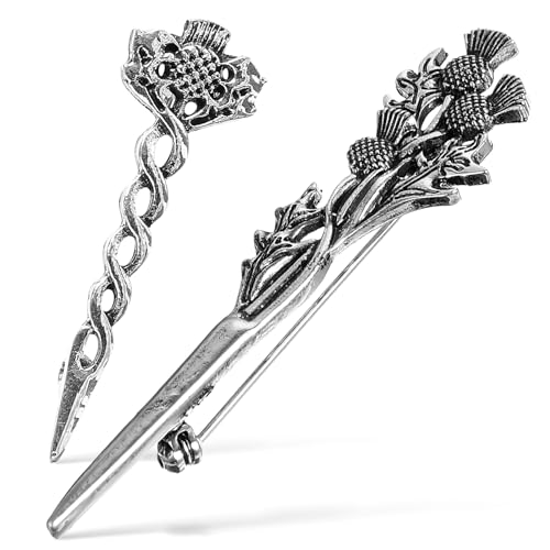 AOKWAWALIY 2 piezas broche de cardo escocés broche cardo escocés hombres broche escocés broche broche de regalo escocés alfileres de collar decorativos broche de seguridad clips para