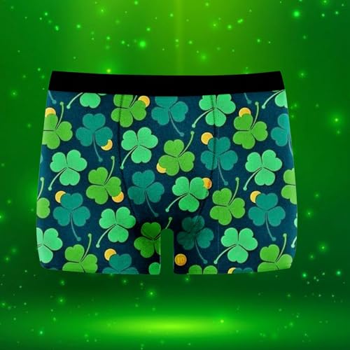 Green Shamrock Boxer Shorts for Men Soft & Comfy St Patrick's Day Briefs