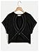 SOLY HUX Women's 2 Piece Summer Open Back Tops Criss Cross Cut Out Backless Tee Short Sleeve Casual T Shirt Black and White X-Small