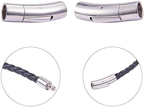 UNICRAFTALE 6 Sets 3 Sizes 3/4/6mm Hole Tube Bayonet Clasps Stainless Steel Bayonet Clasps Leather Cord End Clasps Connectors for Bracelets Necklaces Buckle Jewelry Making