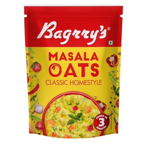 Image of Bagrry's Masala Oats Classic Homestyle 500g | Breakfast Cereal, Healthy Snack | Source of Protein & Fibre | All Natural | Non- GMO | Made With 100% Whole Grain Oats | Instant Oats | Helps in Weight Management | No Preservatives