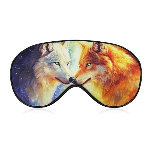 Two Wolves Colorful Starry Sleep Mask Eye Shade Cover Adjustable Strap for Travel Lunch Break Women Men