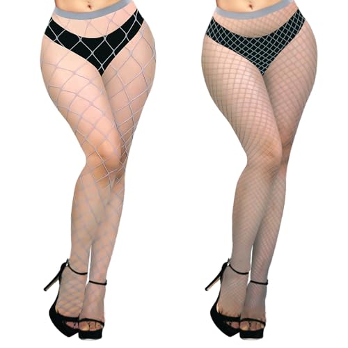Benefeet Sox Women's Fishnet Stockings High Waist Sexy Mesh Fishnet Tights 2/4 Styles Fishnets Pantyhose(One Size)