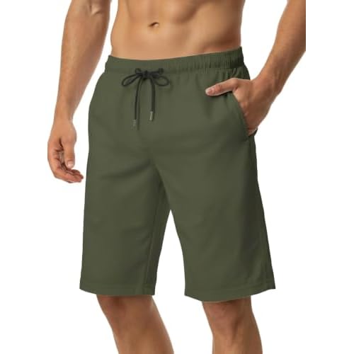 Yufawow 11 Inch Men Swim Trunks with Mesh Lining Quick Dry Breathable for Summer Beach Cruise Water Park Gym Running Small Solid Grey