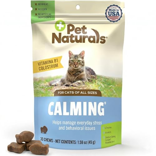 Pet Naturals Calming Chews for Cats, Anxiety Relief with Gentle Ingredients for Thunder, Fireworks, Travel, Grooming, Calming Pet Treats, Chicken Flavor, 30 Count