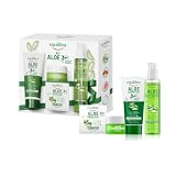 Equilibra Viso, Kit Aloe 3+, Aloe Dermo-gel 3+ Dermoprotettivo Plus, Crema Viso Anti-Rughe Effetto Filler, Gel Detergente Micellare Viso Purificante, Confezione Regalo