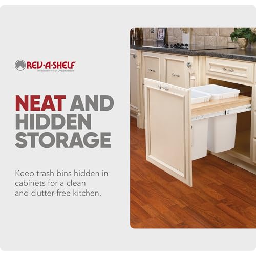 Image of Rev-A-Shelf Double Top-Mount Pullout Trash Can, Min Opening 21 inch W, 35 Qt