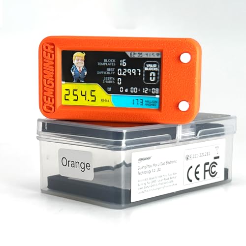 NerdMiner V2 Pro 250KH/s T-Display S3 Bitcoin Solo Lottery Miner - Low Power Consumption, WiFi, USB-C 3.125 BTC Winning Potential – Ideal for Home Mining (Orange)